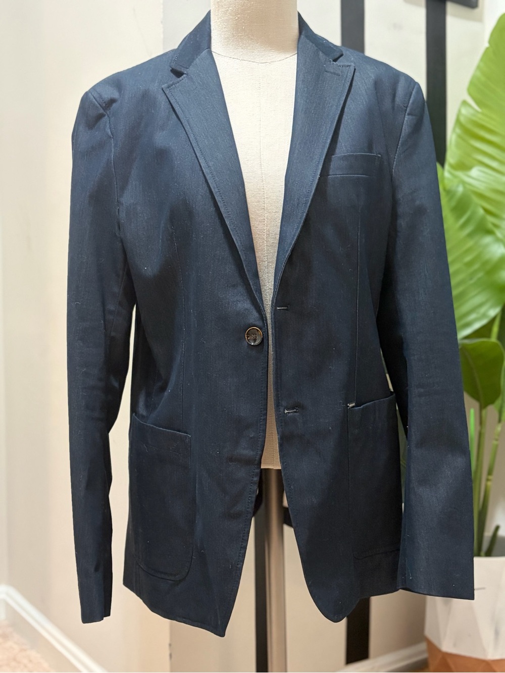 Zara Men's Dark Navy Single-Button Blazer